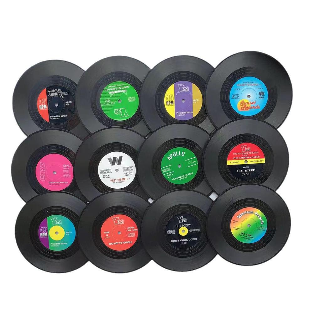 Retro Schallplatten Untersetzer: Rutschfeste, Hitzebeständige, Runde Schwarze Tischunterlage