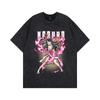 Hip-hop Heavy Washing Water Old Cartoon Short-sleeved OVERSIZE Loose Men's and Women's Same T-shirt American High Street Tide Brand