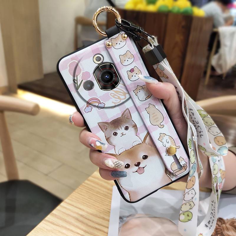 Back Cover Dirt-resistant Phone Case For ZTE Nubia Focus Pro 5G Cute Wrist Strap Lanyard Cartoon Phone Holder Anti-dust