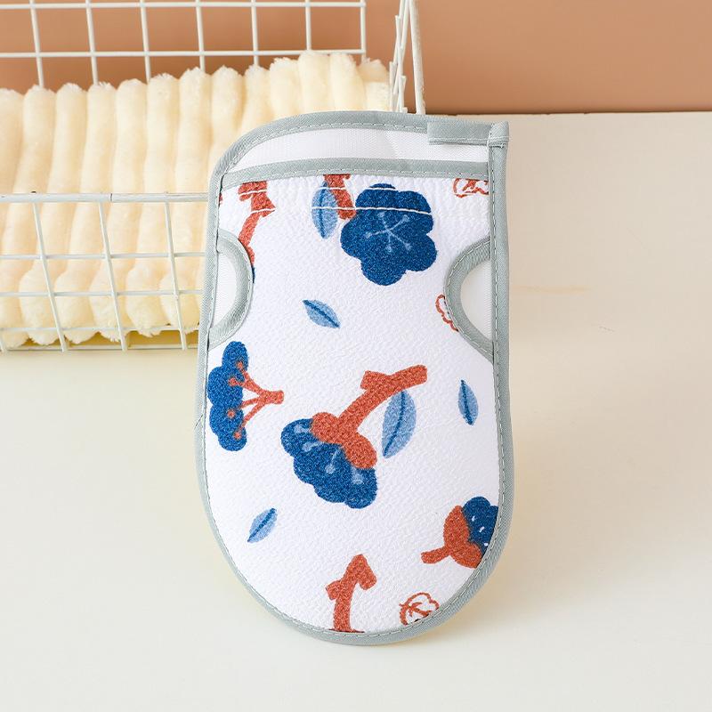 1Pc 2-in-1 Unisex Double-Sided Bath Towel with Powerful Exfoliating Gloves