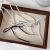 Set of 2 Elegant Necklace Ribbon Bowknot Heart Pendant Neckchain Pearls Beaded Collar Chain for Women Stylish Ornament