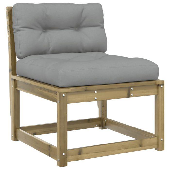 VidaXL Canapé d'Angle de Jardin avec Coussins, Siège de Terrasse avec Dossier, Chaise Modulaire de Patio Salon, Bois Massif 844693