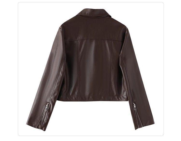 Women's Slimming Motorcycle Leather Jacket - Short, Versatile, Spring/Autumn 2025 Fashion for Petite Sizes