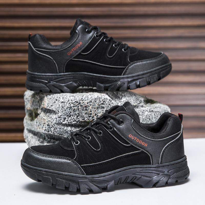 

Мужские кроссовки на шнуровке, рабочие туфли на плоской подошве, весенне-осенняя мода для стройплощадки, обувь для альпинизма 44 чёрный