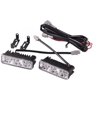 HTharros LED Light, 12 V, Motorcycle, Car, Daylight, Fog Light, Includes Mounting Stay, 3 Rows, Left, White, Set of 2