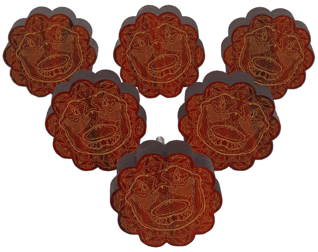 IBA Indianbeautifulart Brown Engraved Knobs 10 Pc Furniture Wooden Scallop Knobs Rustic Drawer