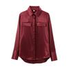European and American women's clothing 1116 spring new lapel versatile retro double pocket long-sleeved shirt shirt