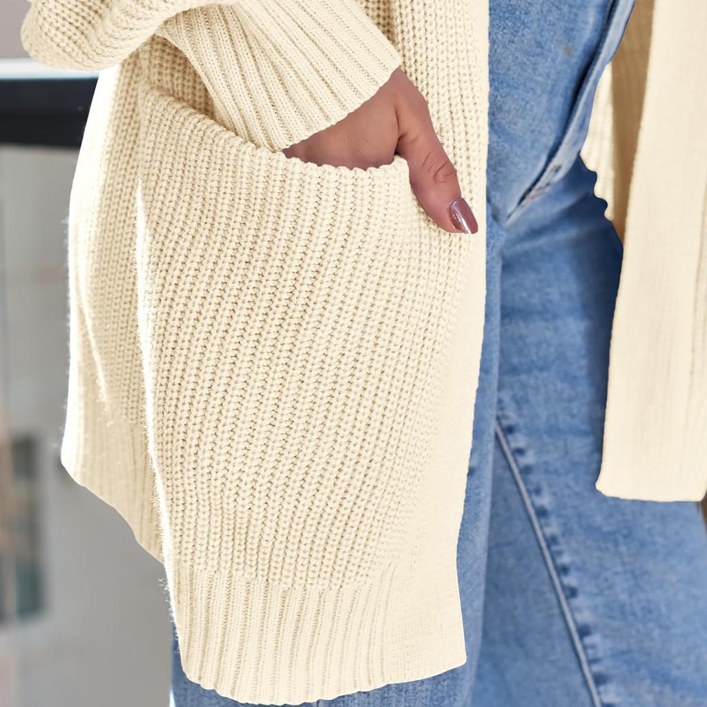 Women's Cardigan Knit Sweater Open Front Cardigan Casual Long Sleeve Lightweight Cardigans With Pockets