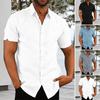 Men Button Down Shirt Short Sleeve Turndown Collar Shirt Summer Beach Shirt with Chest Pocket for Street Tropical Vacation Holiday