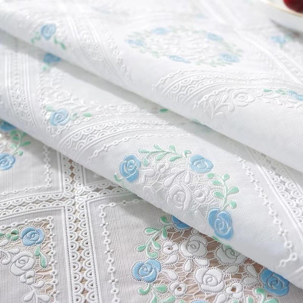 Durable Waterproof PVC Tablecloth Oil Proof Washable Lace Tablecloth Rectangular Stain Resistant Table Mat Coffee Tables