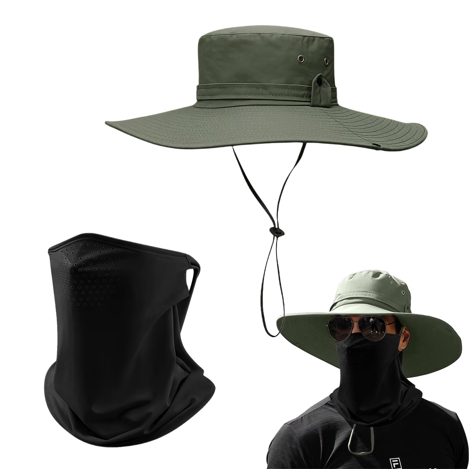 

Safari Hat for Large New UV Summer Sun Sun UV Chin Hat for Black Army Green [yowodana] Men, Size, 2-Pack [2025 Model, Protection, Ultra-Lightweight,