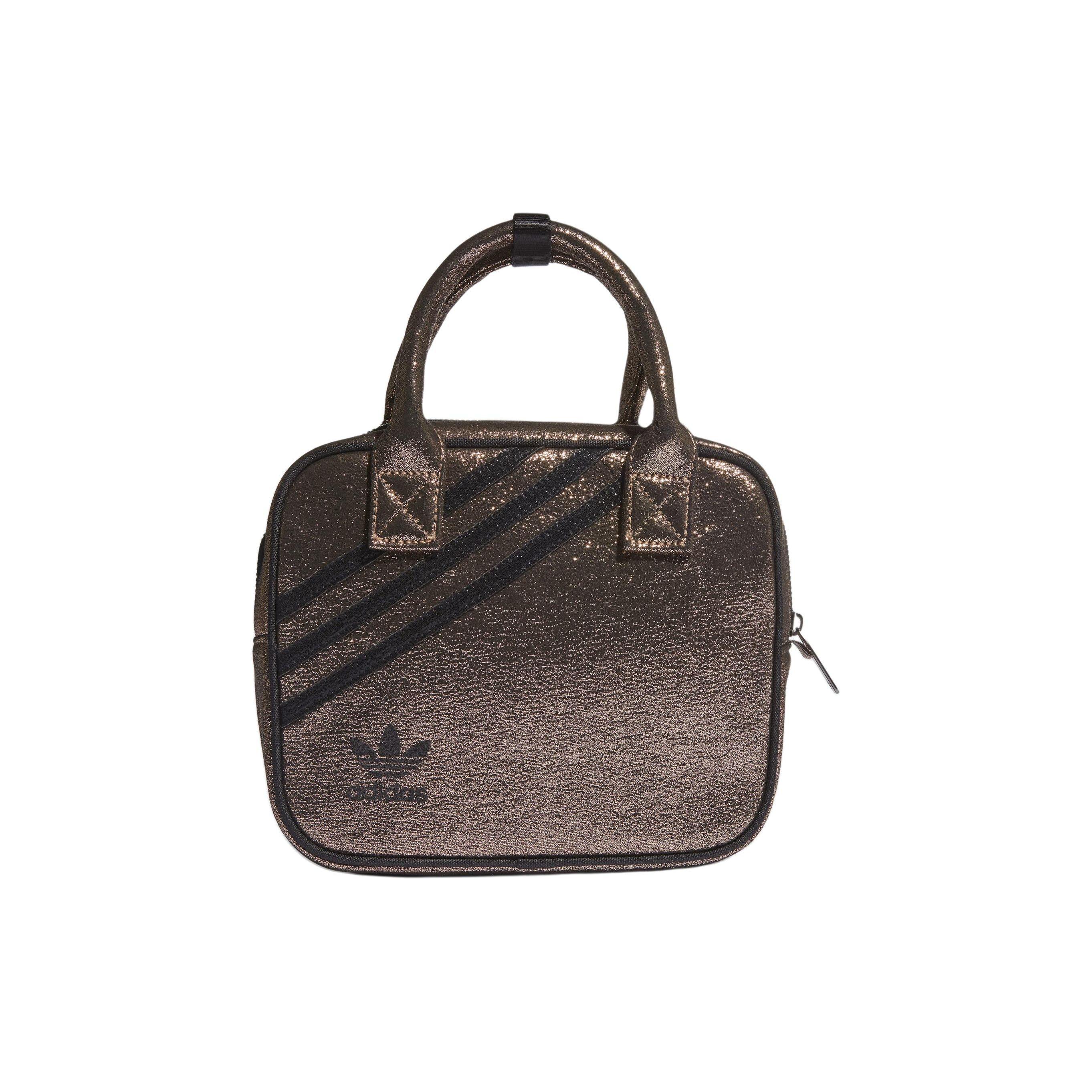 

Adidas Originals Classic Three Stripes Metallic Texture Sports Shoulder Bag Women Bags Gold GQ2928 Gold
