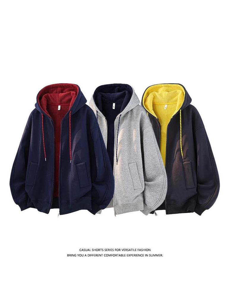 Youxu Unisex Color Block Zipper Cardigan Hoodie - Trendy Autumn/Winter Casual Wear