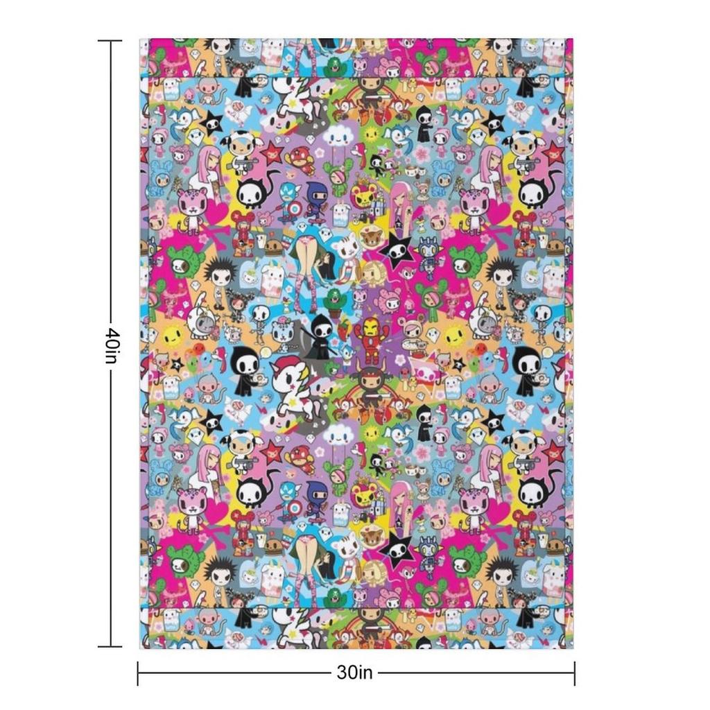 donutella and his friends unicorns mofia collaboration cartoonss,anime Chibi Throw Blanket Luxury Designer Blankets