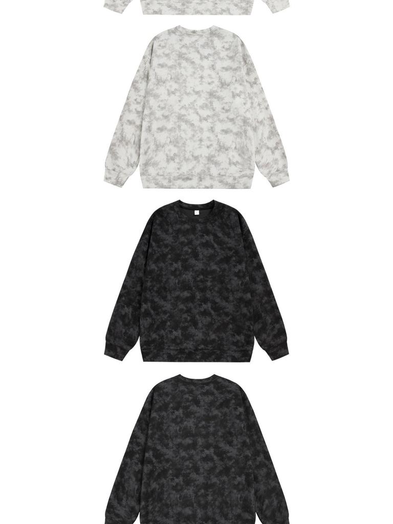 Men's Autumn Casual 360g Heavyweight Tie-dye Suede Fleece Round Neck Hoodie Jacket