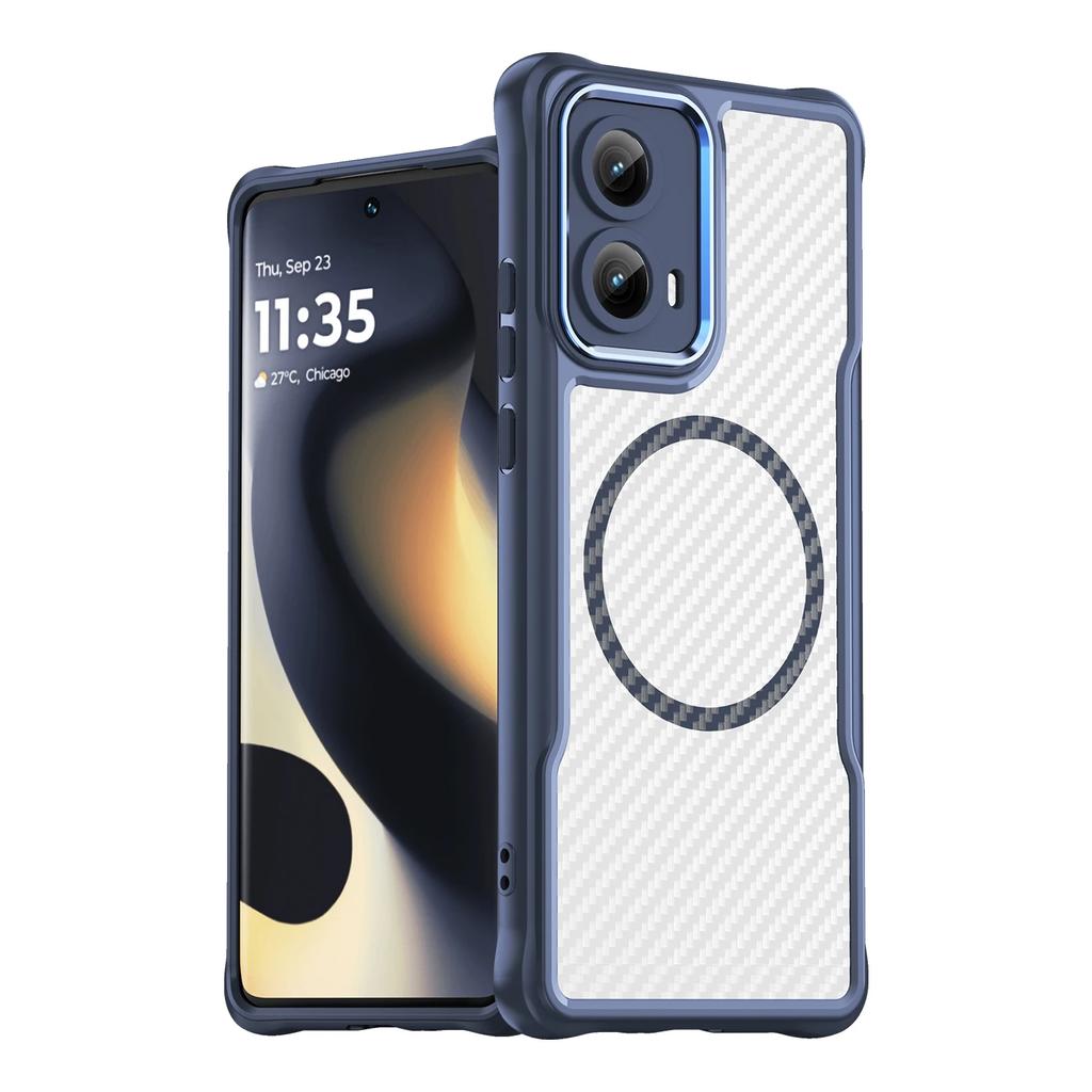 Magnetische mattierte Karbonfaser-Muster TPU+PC Hülle für Motorola Moto Edge Motoedge 2026 5G Stoßfeste Legierungs-Linsen Handyhülle