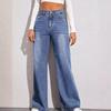 Spring Autumn Wide Leg Jeans for Women Straight Long Pant Denim Trousers High Waist Loose Elegant Trouser