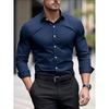 Camisa Masculina de Manga Longa para Verão Roupa Formal de Negócios Top Respirável Leve de Manga Longa para o Trabalho Diário