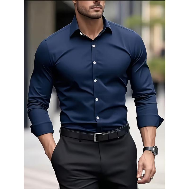 Camisa Masculina de Manga Longa para Verão Roupa Formal de Negócios Top Respirável Leve de Manga Longa para o Trabalho Diário