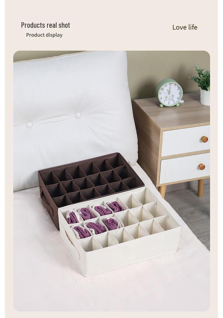[Recommended] 18-Grid Waterproof Oxford Cloth Underwear Storage Box Drawer Divider
