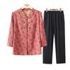 Women's Mid-Aged Spring/Autumn Stand Collar Shirt Set