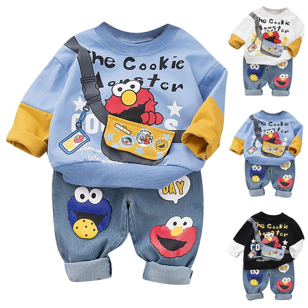 Baby Toddler Loose Fashionable Two-piece Sports Sweatshirt Suit For Boys
