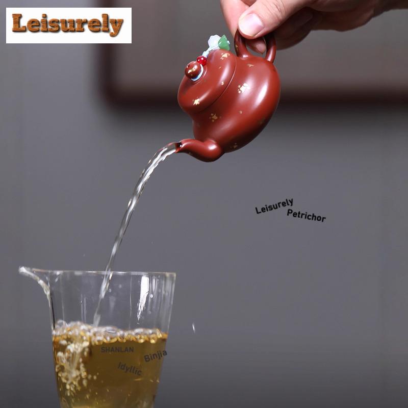 81ml Luxury Yixing Purple Clay Teapots Handmade Sprinkle Gold Pot Raw Ore Dahongpao Mud Kettle Chinese Zisha Tea Set Drinkware