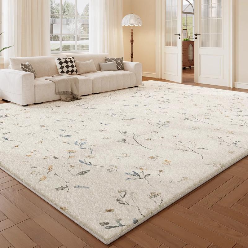 Cream Style Carpets for Living Room Light Luxury Bedroom Decor Rug Fluffy Soft Cloakroom Plush Mat Home Washable Non-slip Carpet