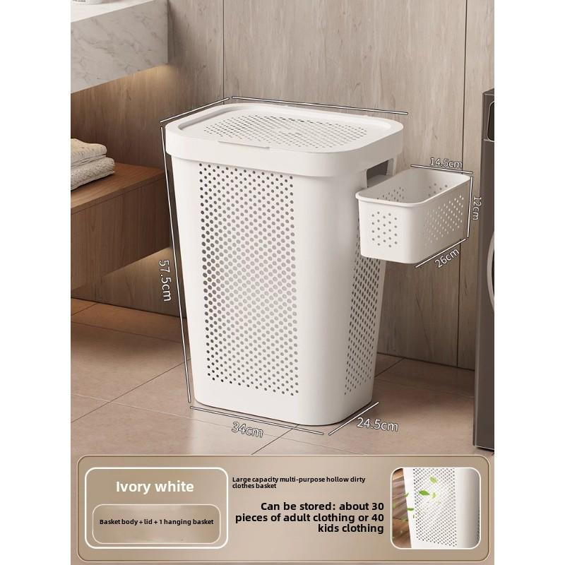 Large Capacity Laundry Hamper with Lid - Dirty Clothes Storage Basket for Bathroom
