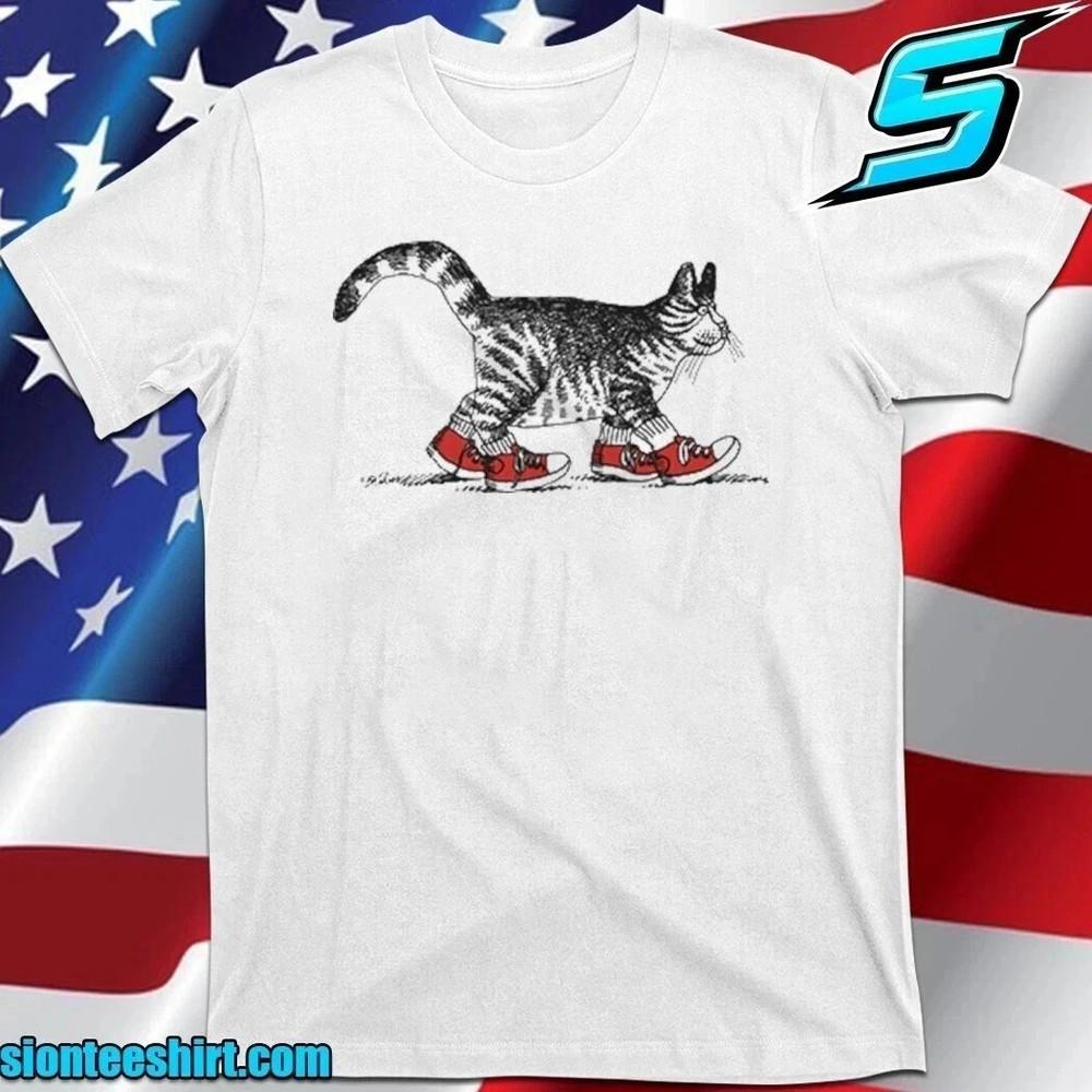 Vintage Cat Wearing Red Shoes Graphic Tee TRENDING TREND OF 2025 ON TREND Unisex T-Shirt XXL