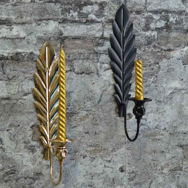 1PC Candle Stands Leafs Iron Birthday Party Candlestick Home Decoration Metal Background Wall Wall Hanging Durables