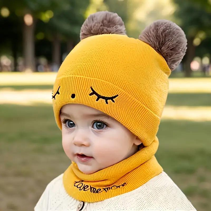 Kids Winter Hat and Scarf Set 2-in-1 Knit Beanie Neck Warmer Unisex Thick Thermal Ear Protection for Boys Girls  Holiday Gift