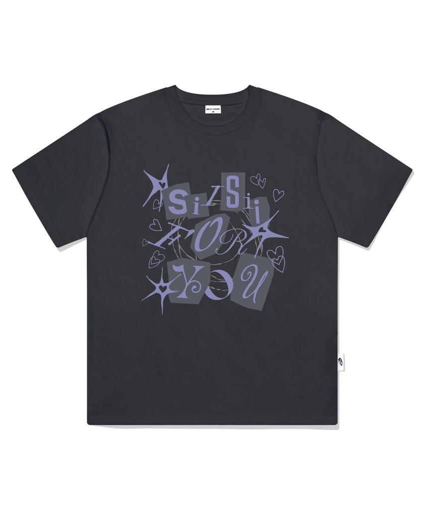 PAGESIISII Sisi For You Printed Short Sleeve T-Shirt Charcoal