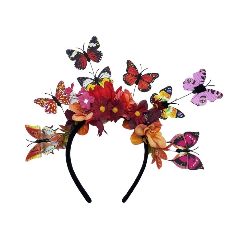Adjustable 3D Butterfly Crowns Hairband with Bendable Wire For Special Occasion