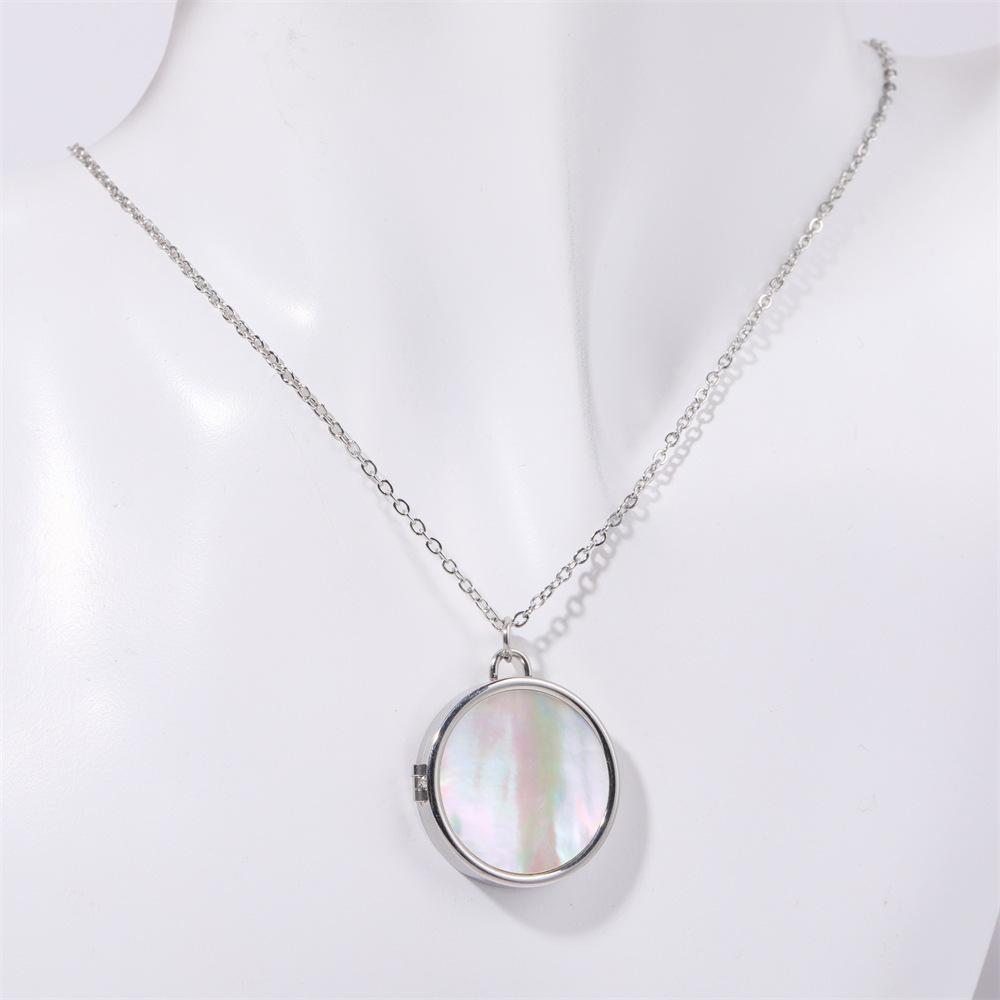 Hainon Stainless Steel Necklace Sweater Chain Round Square Shell Album Pendant Necklace