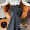 2025 Autumn/Winter Women's High-Waist Herringbone Woolen Pants - Slimming and Versatile with Plus Velvet, Available in Narrow and Wide Leg Fits.