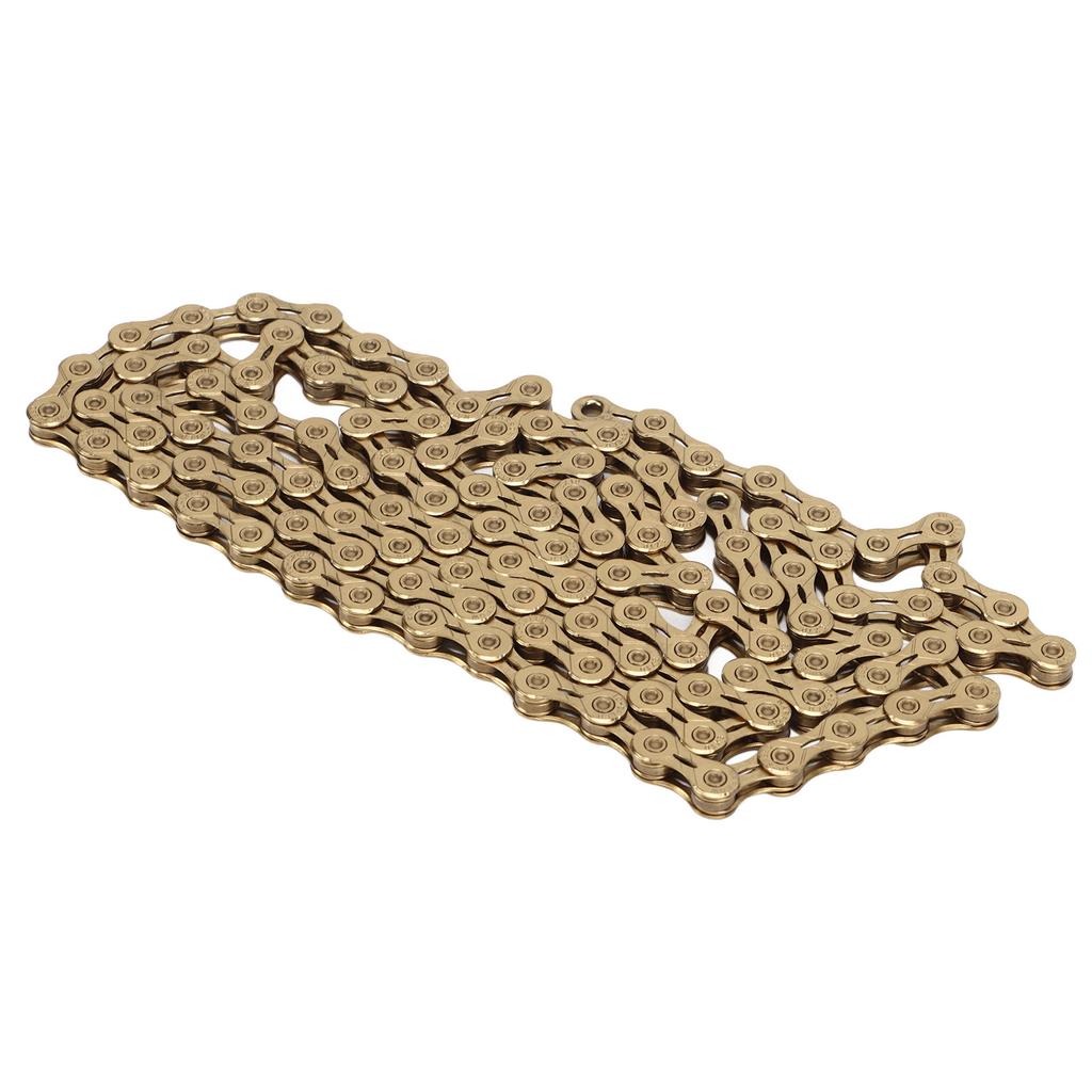 Mountain Bike Chain 10 Speed High Carbon Steel Gold Hollow Bike Speed Chain Replacement for Cycling