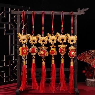 2026 Horse Year Horse Lucky Charm Red Hanging Ornament Chinese New Tassel Feng Shui for Bonsai