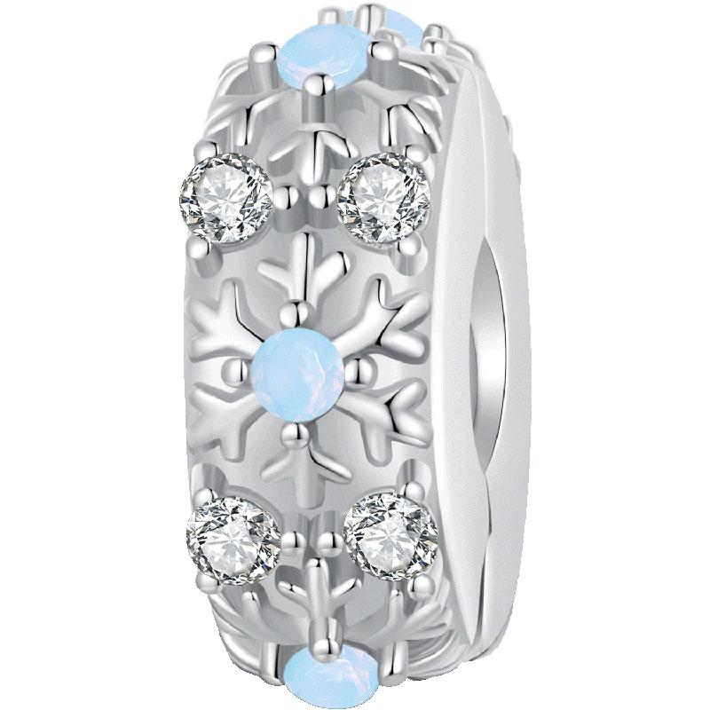 WOSTU Snowflake Charm 925 Sterling Silver Zirconia Bead Pendant Fit Original Bracelet DIY Necklace Winter Jewelry For Women Xmas