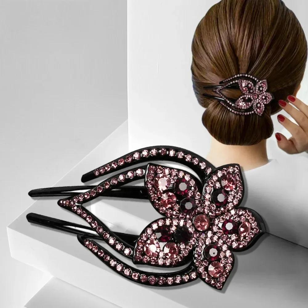 Women Large Hair Claw Rectangle Hair Clips Hairpin Flowers Hair Accessories