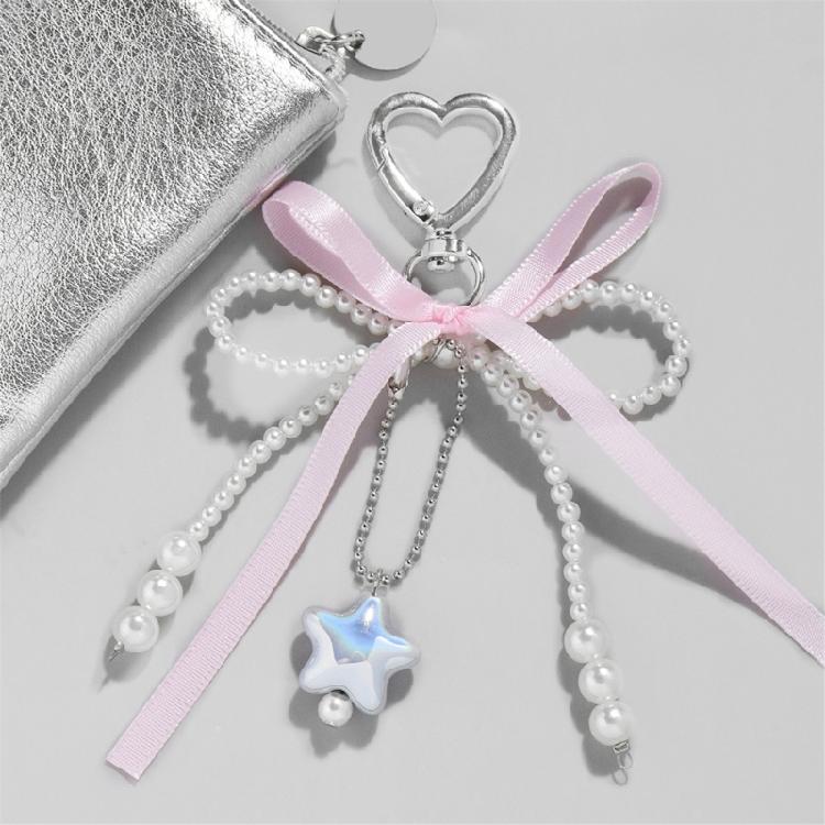 Fashionable Love Heart Bowknot Handbag Charm Stylish Keychain Pendant Keychain Ornament for Ladies and Trendy Women