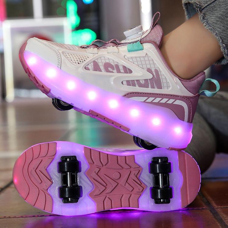 Runaway Shoes, Girls Luminous Shoes USB Charging Led Light Shoes Adult Pulley Shoes