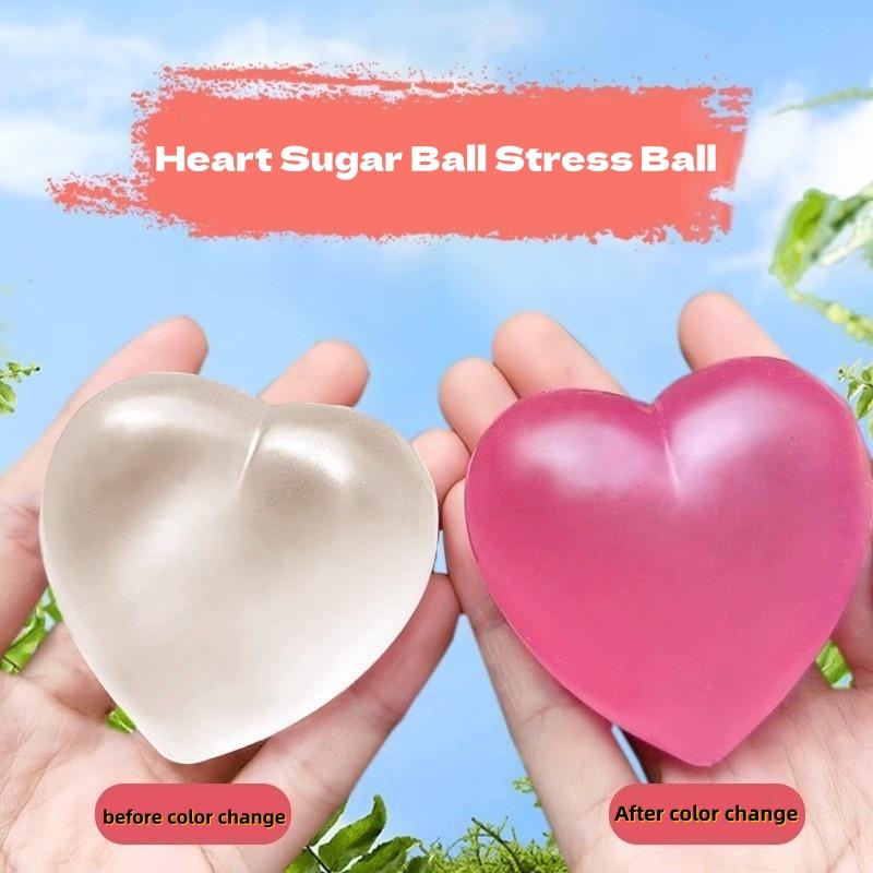 Love Heart Sugar Ball Fidget Color Changing Stress Relief Toy Slow Rise Sensory Fidget Toy Valentine's Gift Party Bag Fillers