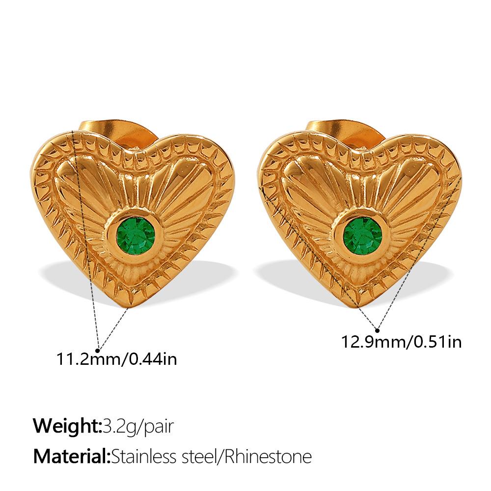 French Retro Love Color Diamond Stud Earrings Stainless Steel Gold-Plated Personalized Multi-Style Stud Earrings Women