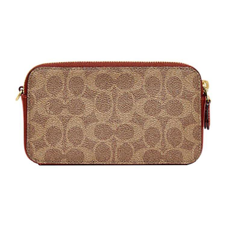 Coach Kira 19 Klassische Monogramm-Farbblock-Leder-Umhängetasche Damen-Taschen Braun CH797-B4NQ4