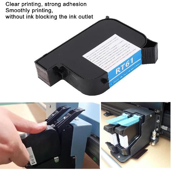 Asixxsix RT61 Ink Cartridge, 42ML Black Ink Cartridge Replacement Quick Dry Ink Cartridge for SC12 SC12T CP12 CP12W SC12KJ 12.7mm Handheld Inkjet