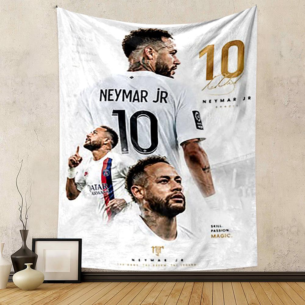 Poster Calcio Neymar Jr Bianco Oro Design Elegante Arazzo Fantasia per Camera da Letto e Soggiorno Arredamento Casa Divani