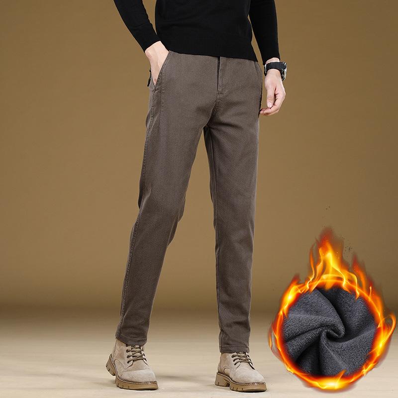 Spring And Autumn Winter Plush Thickened/Regular Casual Pants For Men'S Trendy Fashion Versatile Small Straight Tube Large Men'S Pants