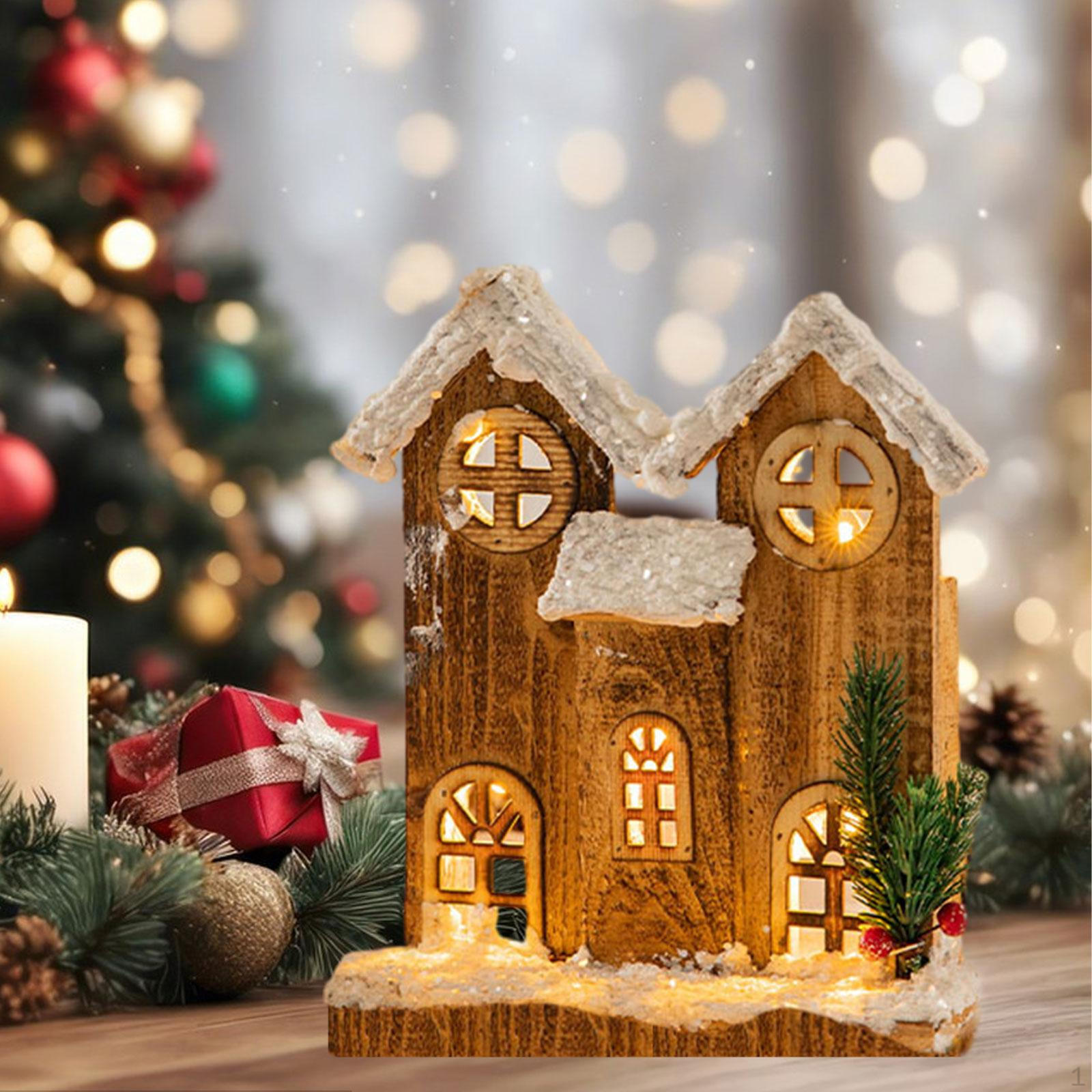 

Рождественские светящиеся украшения для дома, деревянные светодиодные украшения для настольных ПК