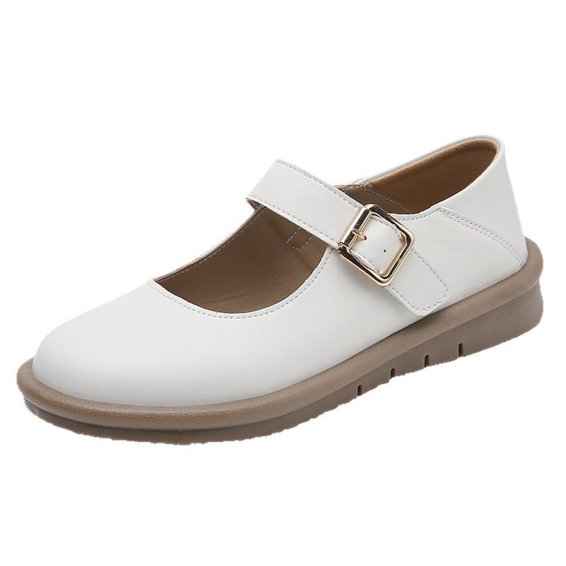 Leather round head platform small leather shoes Mary Jane shoes women's Cosplay shoes one-word buckle women's leisure